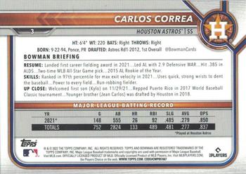 2022 Bowman - Blue Pattern #3 Carlos Correa Back