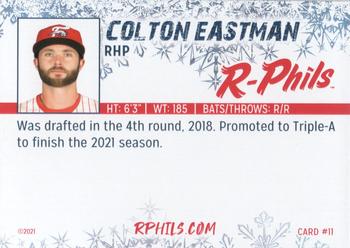 2021 Reading Fightin Phils Holiday Set #11 Colton Eastman Back