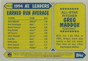 2022 Topps - 1987 Topps Baseball 35th Anniversary All-Stars #87AS-16 Greg Maddux Back