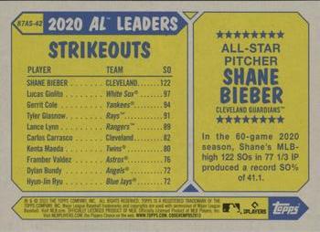 2022 Topps - 1987 Topps Baseball 35th Anniversary All-Stars #87AS-42 Shane Bieber Back