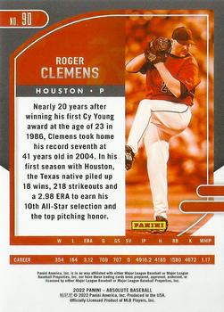 2022 Panini Absolute - Retail #90 Roger Clemens Back