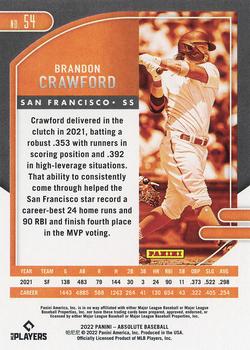 2022 Panini Absolute - Green #54 Brandon Crawford Back