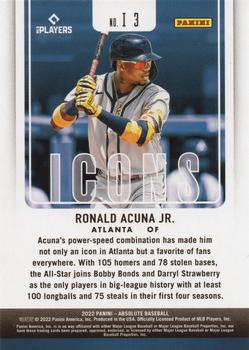 2022 Panini Absolute - Icons Retail Green #I-3 Ronald Acuna Jr. Back