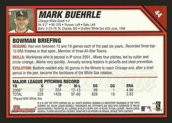 2017 Bowman - Bowman Buybacks 2007 Bowman Stamped Silver #44 Mark Buehrle Back