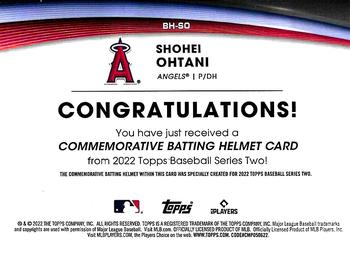 2022 Topps - Batting Helmet Commemorative Relic #BH-SO Shohei Ohtani Back