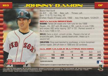 2017 Bowman - Bowman Buybacks 2002 Bowman Stamped Silver #103 Johnny Damon Back