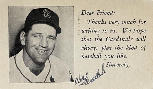 1951-52 St. Louis Cardinals Postcards #NNO Wally Westlake Front