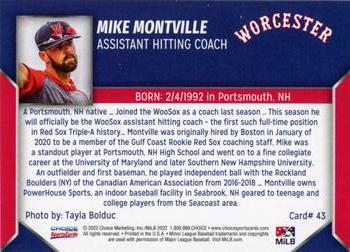 2022 Choice Worcester Red Sox #43 Mike Montville Back