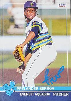 2022 Choice Everett AquaSox - Blue Signatures #04 Prelander Berroa Front