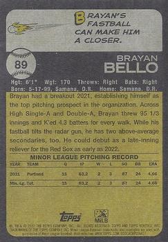 2022 Topps Heritage Minor League #89 Brayan Bello Back