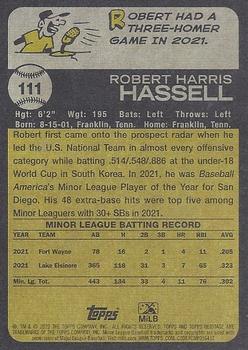 2022 Topps Heritage Minor League #111 Robert Hassell Back