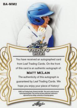 2021 Leaf Trinity - Purple #BA-MM2 Matt McLain Back