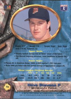 1994 Bowman's Best - Refractors #70 Dave Stevens Back