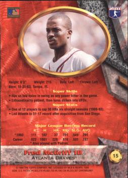 1994 Bowman's Best - Refractors #15 Fred McGriff Back