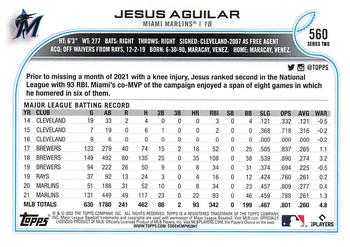 2022 Topps - Gold Star #560 Jesus Aguilar Back