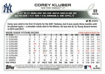 2022 Topps - Blue Star #69 Corey Kluber  Back