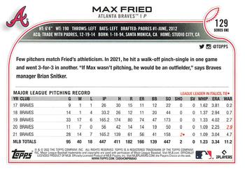 2022 Topps - Blue Star #129 Max Fried  Back