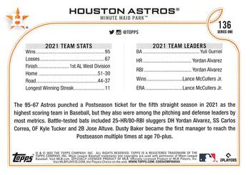2022 Topps - 582 Montgomery #136 Houston Astros Back