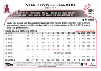 2022 Topps - 582 Montgomery #584 Noah Syndergaard Back