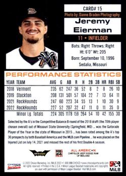 2022 Choice Midland RockHounds #15 Jeremy Eierman Back