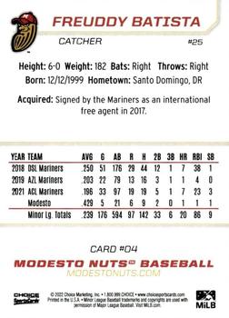 2022 Choice Modesto Nuts #04 Freuddy Batista Back