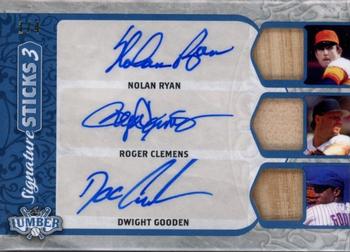 2022 Leaf Lumber - Signature Sticks 3 Navy Blue #SS3-01 Nolan Ryan / Roger Clemens / Dwight Gooden Front