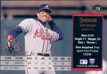 1994 Donruss #118 Sid Bream Back