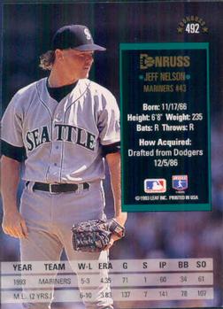 1994 Donruss #492 Jeff Nelson Back