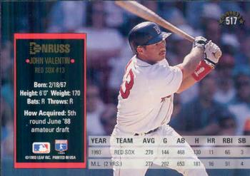 1994 Donruss #517 John Valentin Back