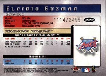 2001 Fleer Platinum - 2001 Fleer Futures Update #223 Elpidio Guzman Back