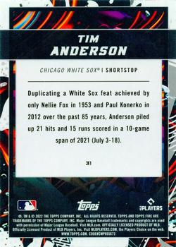 2022 Topps Fire #31 Tim Anderson Back