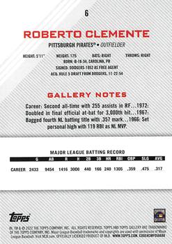 2022 Topps Gallery #6 Roberto Clemente Back