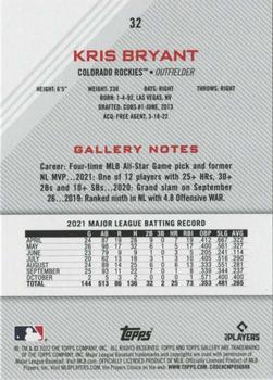 2022 Topps Gallery #32 Kris Bryant Back