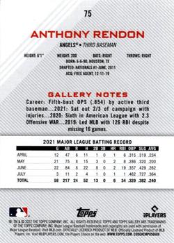 2022 Topps Gallery - Printer Proof #75 Anthony Rendon Back