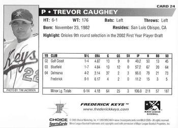 2005 Choice Frederick Keys #24 Trevor Caughey Back