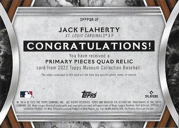2022 Topps Museum Collection - Single-Player Primary Pieces Quad Relics Copper #SPPPQR-JF Jack Flaherty Back