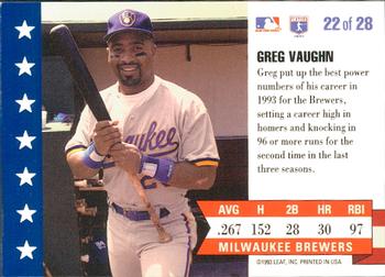 1994 Donruss - MVP #22 Greg Vaughn Back