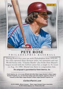 2013 Panini Fall Heroes Private Signings Autographs #PR Pete Rose Back
