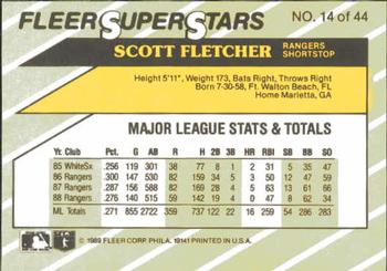 1989 Fleer SuperStars #14 Scott Fletcher Back