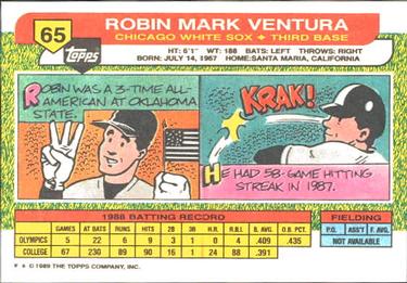 1989 Topps Big #65 Robin Ventura Back