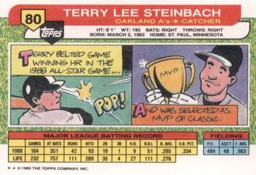 1989 Topps Big #80 Terry Steinbach Back