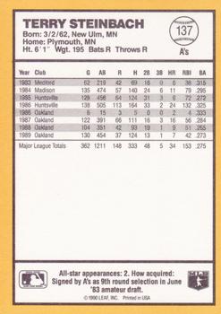 1990 Donruss Best of the AL #137 Terry Steinbach Back