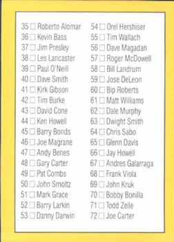 1990 Donruss Best of the NL #96 Checklist: 1-72 Back