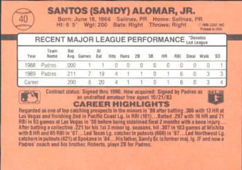 1990 Donruss Learning Series #40 Sandy Alomar Back