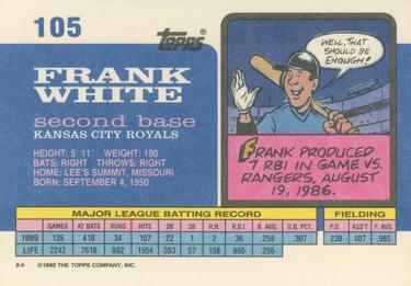 1990 Topps Big #105 Frank White Back
