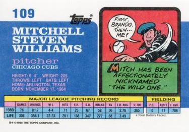 1990 Topps Big #109 Mitch Williams Back