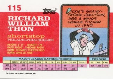 1990 Topps Big #115 Dickie Thon Back