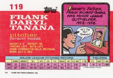 1990 Topps Big #119 Frank Tanana Back