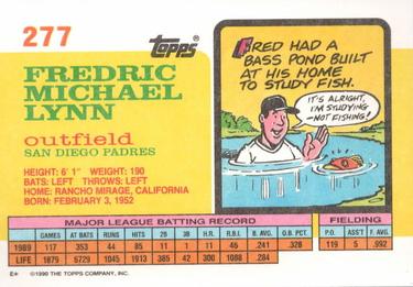 1990 Topps Big #277 Fred Lynn Back