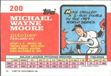 1990 Topps Big #200 Mike Moore Back